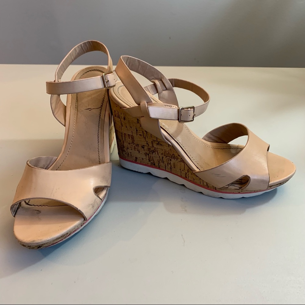 Bella Woman Cork Wedge Platform Sandals Nude Size EU 39